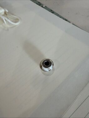 Pandora Silver Spacer Charm with White and grey Enamel Accents